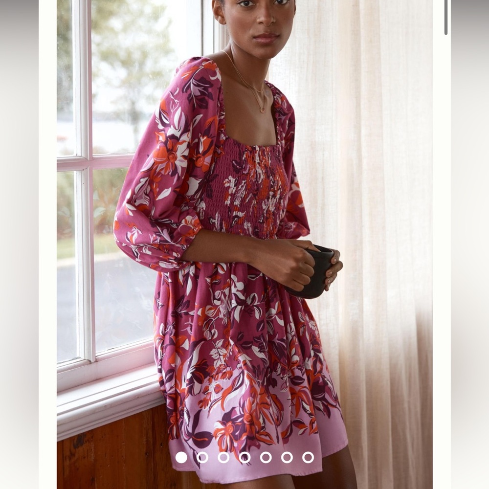 Anthropologie Smocked Flannel Pajama Dress